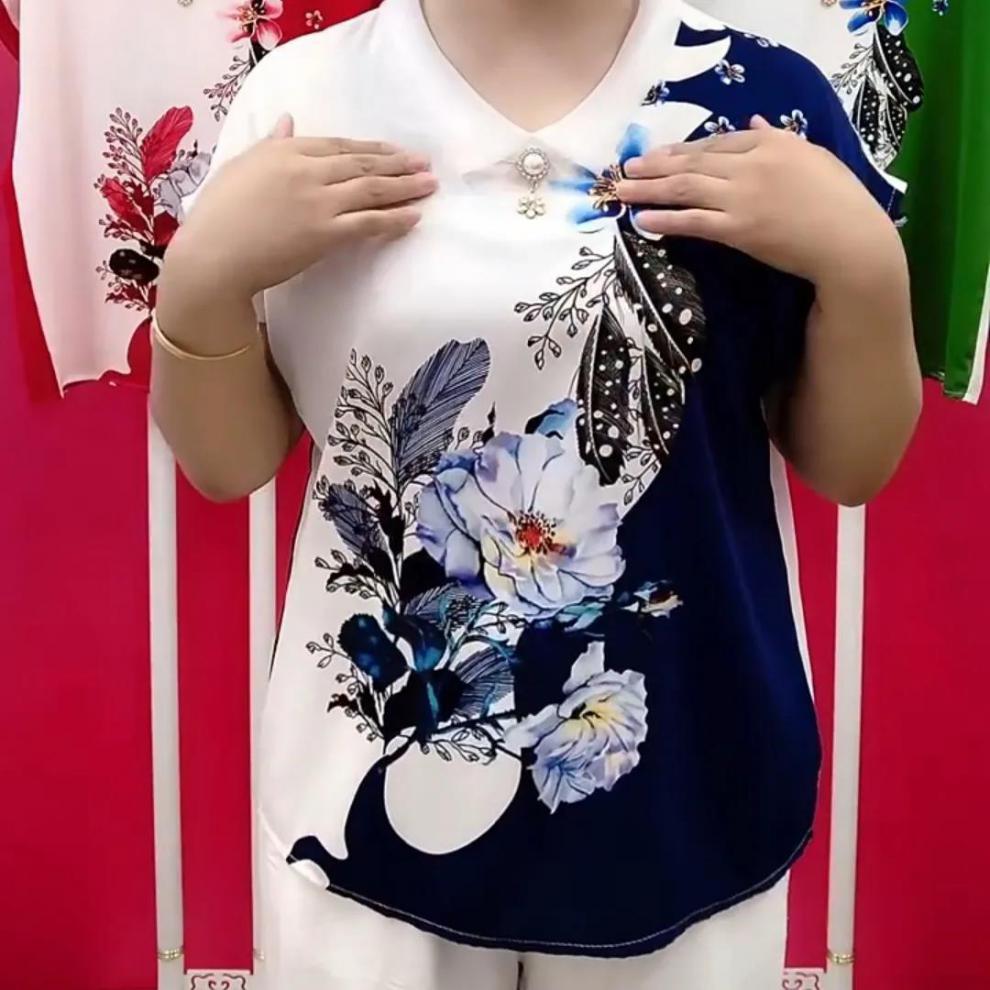 Blusa de gasa para mujer tallas grandes