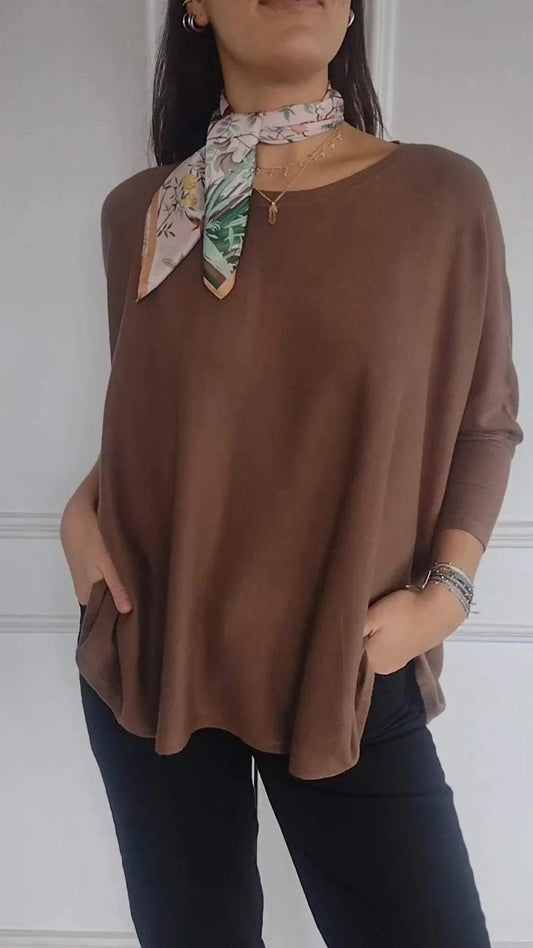 Blusa Siena de punto holgado y escote redondo