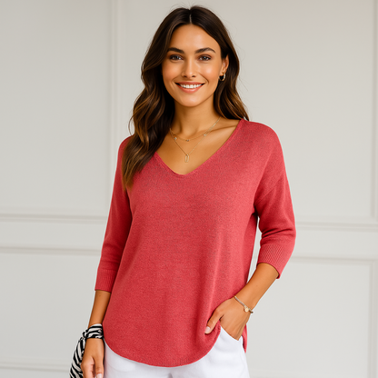 Blusa Paris de cómodo punto y escote en V Zene