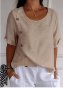 Camiseta Waffle Grid con Manga Corta y Escote en V