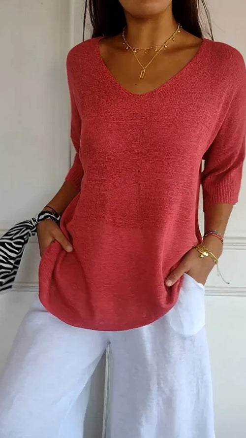 Blusa Paris de cómodo punto y escote en V Zene