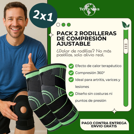 Rodillera De Compresion Ajustable 2X1 🥇