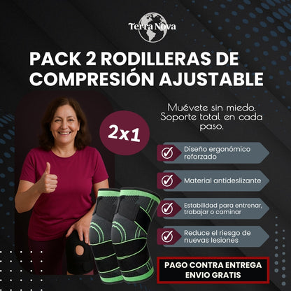 Rodillera De Compresion Ajustable 2X1 🥇
