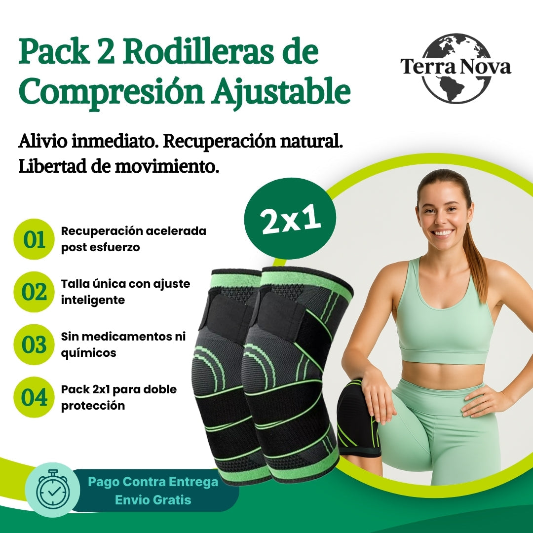 Rodillera De Compresion Ajustable 2X1 🥇